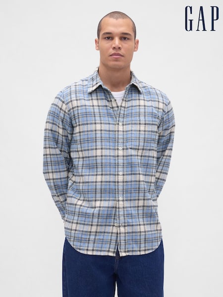 Gap Light Blue Cotton Relaxed Flannel Shirt (W92209) | €64
