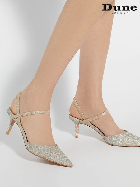 Dune London Gold Classical Elasticated Open Court Heels (W92445) | €101