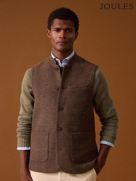 Joules Brown Tweed Gilet (W92454) | SGD 192