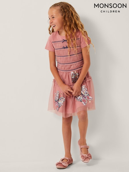 Monsoon Sequin Butterfly Jersey Mesh Dress (W92464) | 268 LEI - 305 LEI