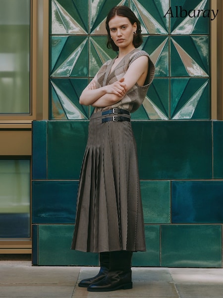 Albaray Houndstooth Brown Midi Skirt (W92493) | € 154