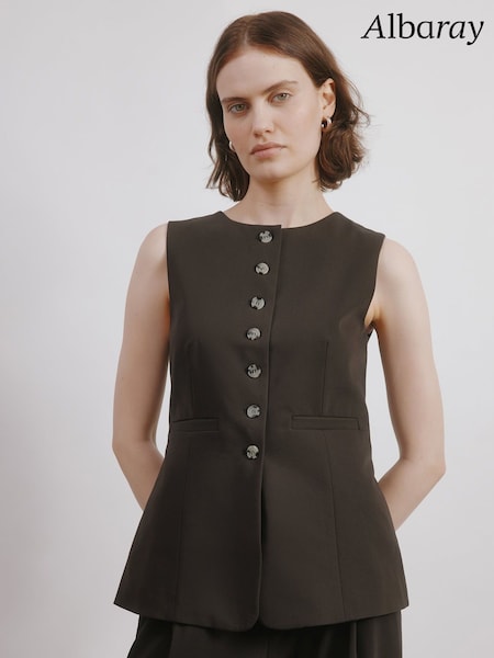 Albaray Chocolate Tailored Brown Waistcoat (W92498) | €99
