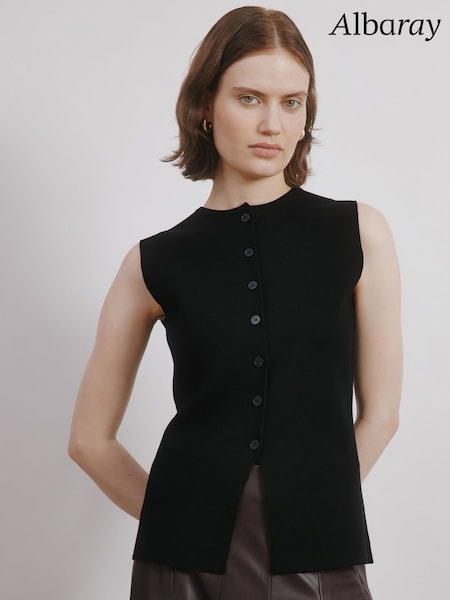 Albaray Rib Longline Black Waistcoat (W92501) | 98 €
