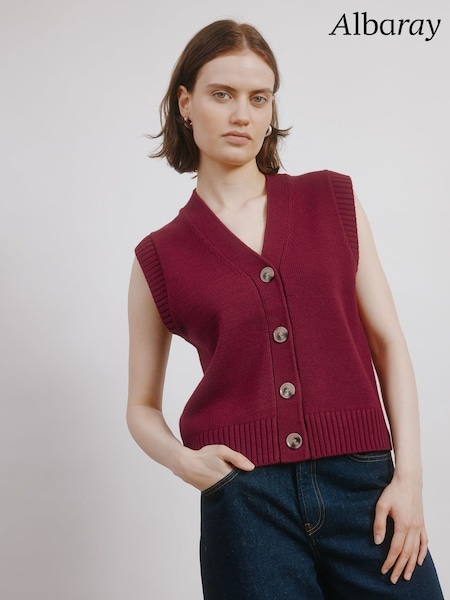 Albaray Red Button V-Neck Tank (W92512) | €75