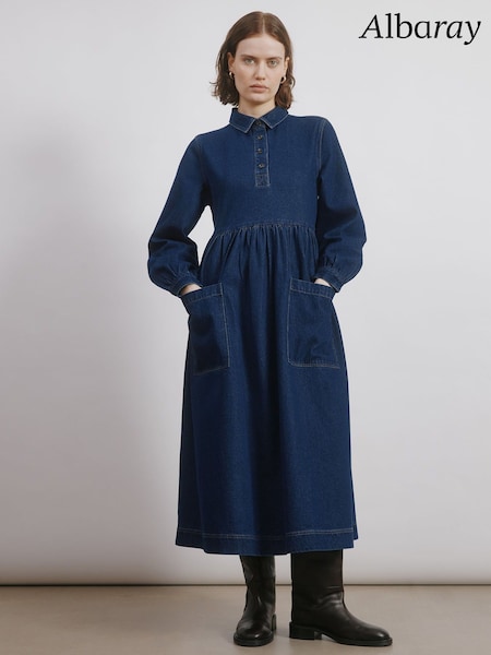 Albaray Blue Denim Placket Midi Dress (W92611) | €146