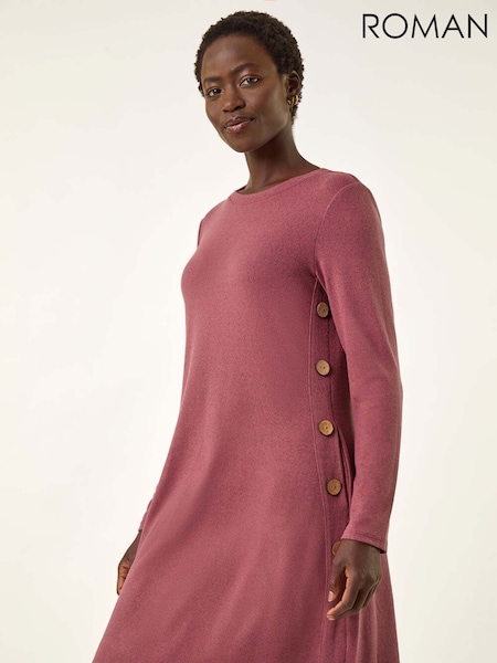Rosa - Roman Side Button Detail Shift Dress (W92624) | R$ 545
