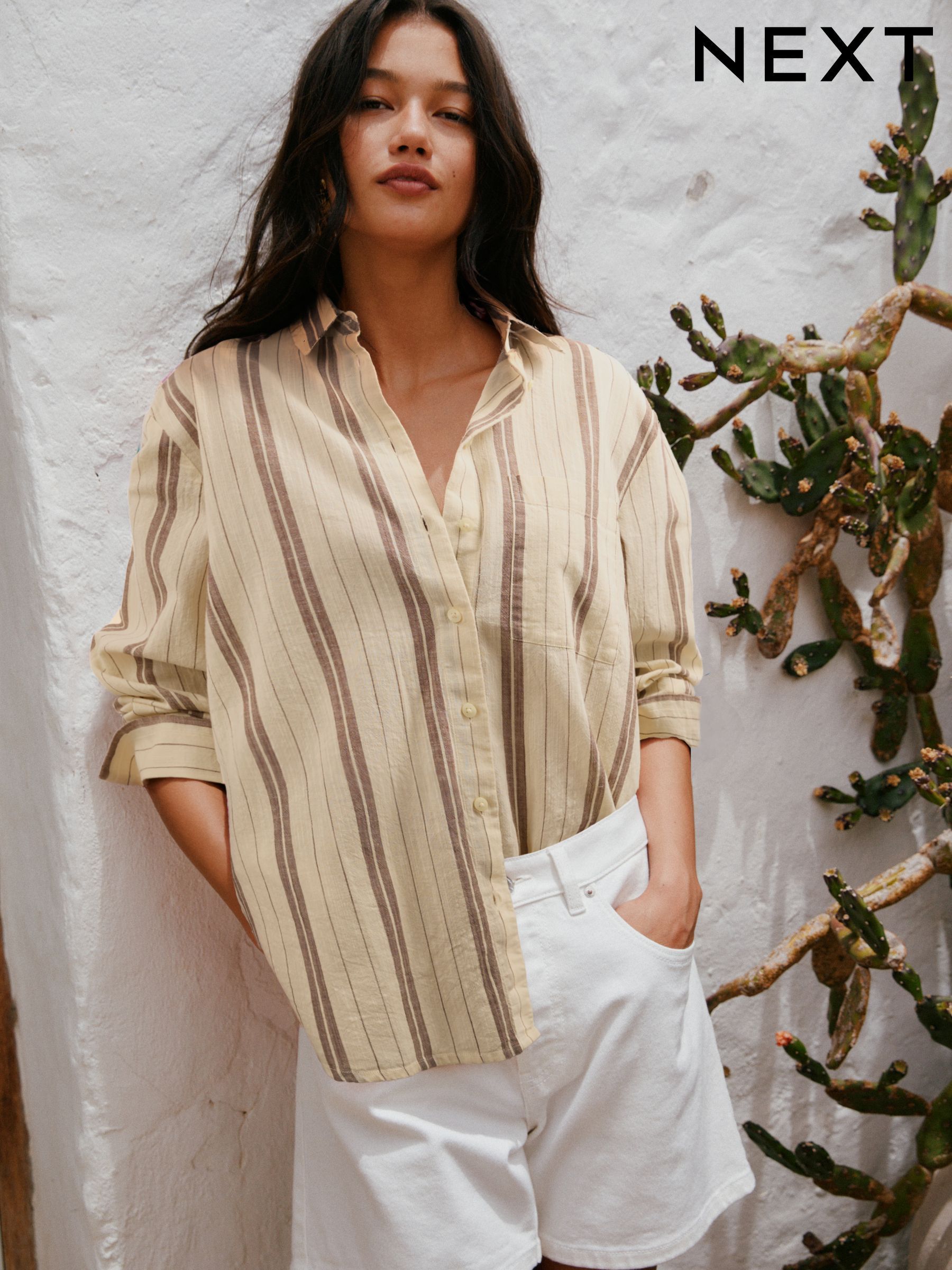 Women's Cream Linen Tops | Next South Africa