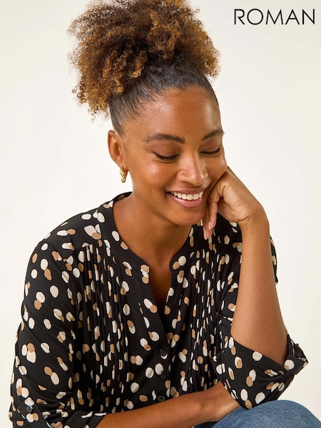 Roman Spot Print V-Neck Stretch Blouse (W92695) | 59 €