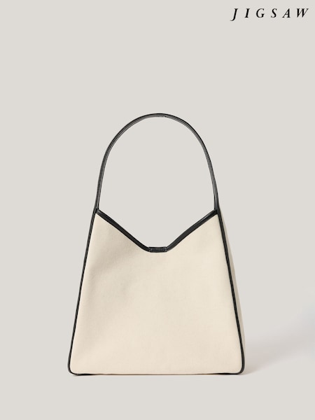 Jigsaw Cream Leather Trim Canvas Heckfield Bag (W92788) | €210