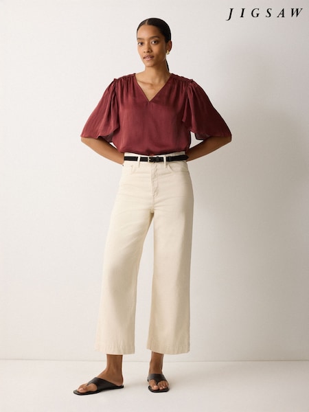 Jigsaw Brown Satin Pleated Blouse (W92797) | €121