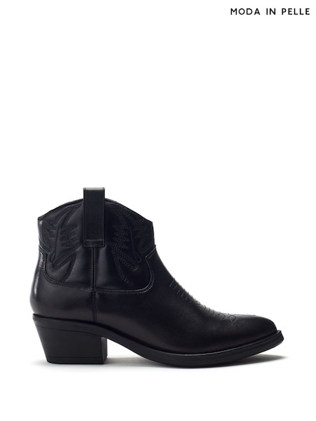 Negru - Moda in Pelle Bracknell Low Ankle Western Boots (W93053) | 737 LEI