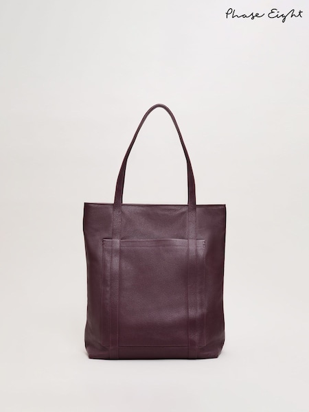 Phase Eight Red Leather Shopper Tote Bag (W93099) | AED751