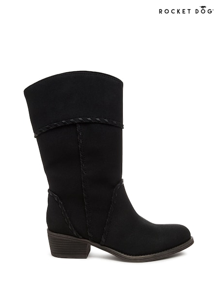 Rocket Dog Rowdy Pella Suede Fabric Black Boots (W93128) | €119.50
