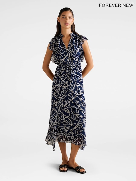 Forever New Maxwell Flutter Sleeves Midi Dress (W93150) | R$ 840