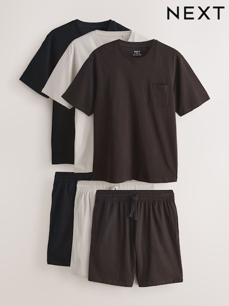 Black/Brown/Neutral - Jersey Short Sleeve Pyjamas Set 3 Pack (W93195) | 89 €