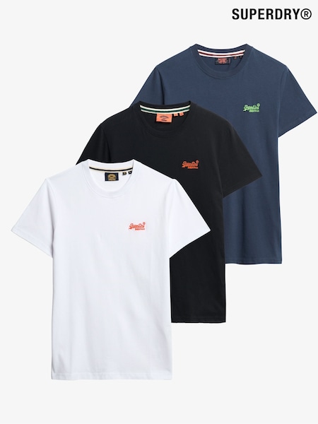 Superdry Black Cotton Essential Logo T-Shirts 3 Pack (W93253) | €72