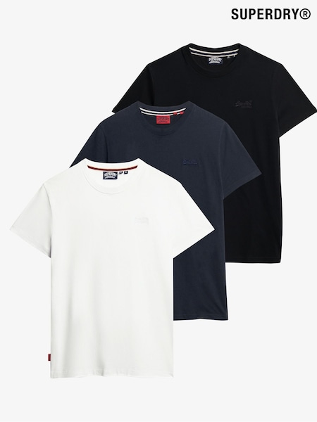 Superdry Black Cotton Essential Logo T-Shirts 3 Pack (W93258) | €72