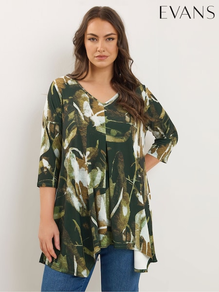 Evans Green Hanky Hem Smudge Print Top (W93277) | 45 €