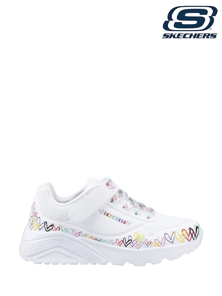 Skechers White Uno Lite Heart Craze Trainers (W93290) | 292 QAR