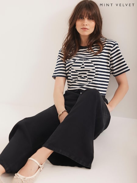 Mint Velvet Blue Striped Star T-Shirt (W93306) | €69