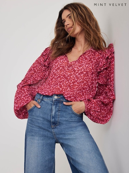 Mint Velvet Pink Floral Print Blouse (W93351) | €113