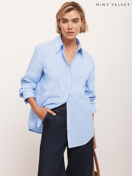 Mint Velvet Blue Striped Tailored Shirt (W93359) | €118