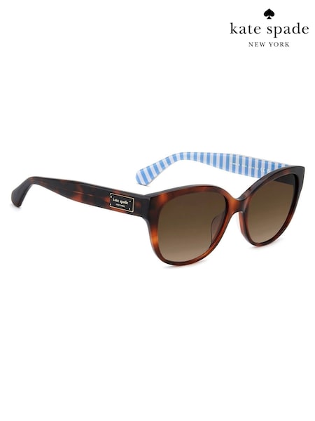 Kate Spade Round Brown Sunglasses in Havana and Stripe Details (W93442) | AED961