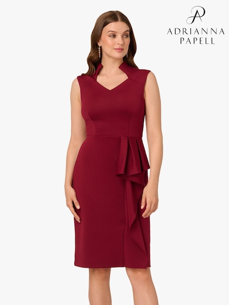 Adrianna Papell Red Ruffle Scuba Dress (W93449) | ‏868 د.إ.‏