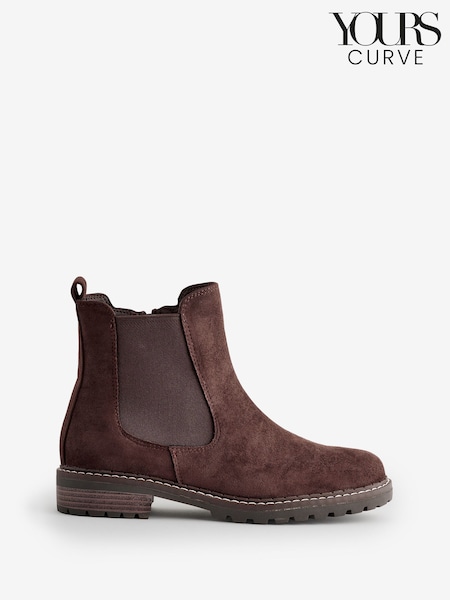 Yours Curve Brown Wide Fit Casual Chelsea Boots (W93532) | €73