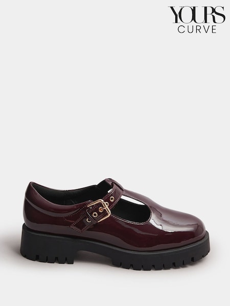 Yours Curve Red Extra Wide Fit Extra Wide Fit T-Bar Patent Mary Jane Shoes (W93550) | €47