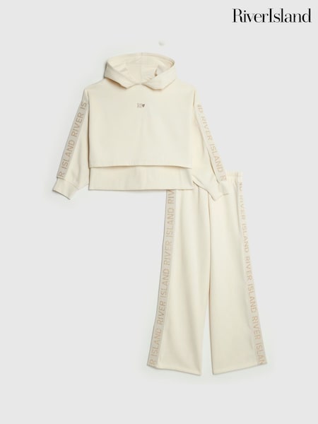 River Island Cream Girls Hooded Sweat Set (W93611) | €42