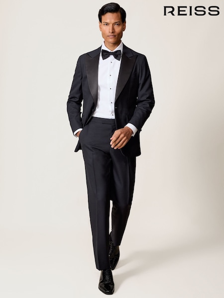 Reiss Sinatra Wool-Blend Jacquard Tuxedo Trousers Tailored-Fit (W93617) | ‏1,138 د.إ.‏