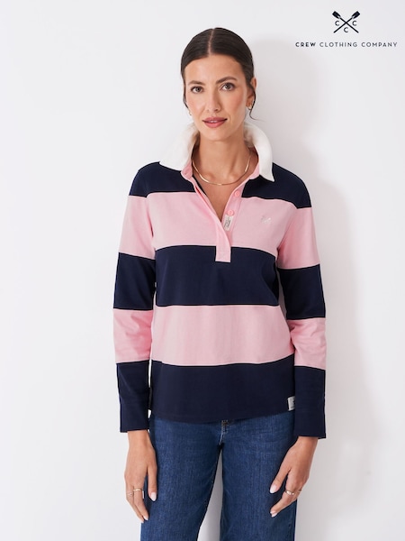 Crew Clothing Pink Long Sleeve Stripe Rugby Shirt (W93664) | €69