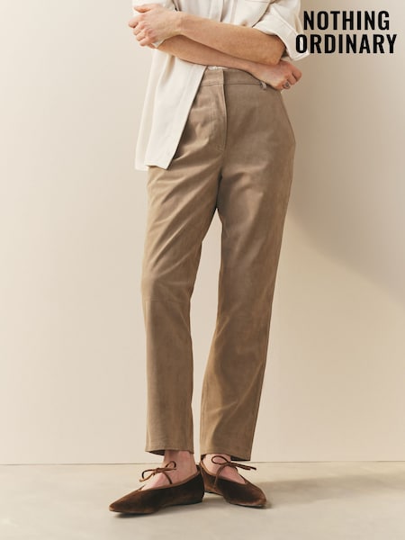 Nothing Ordinary Stone Slim Real Suede Leg Trousers (W93854) | $695