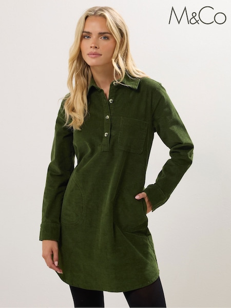 M&Co Green Petite Cord Tunic Dress (W93997) | €52