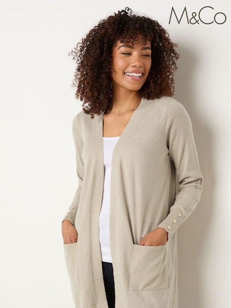 M&Co Natural Button Detail Midi Length Cardigan (W94005) | €45