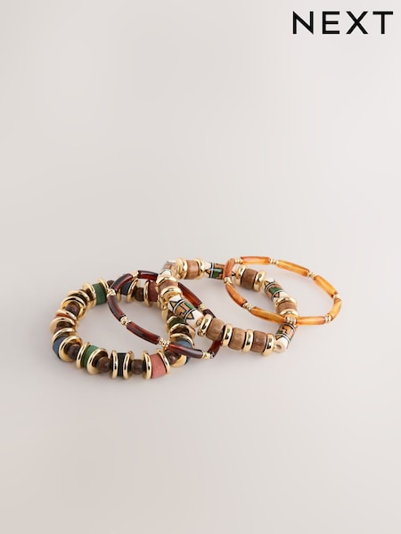 Brown Beaded Stretch Bracelet (W94107) | AED76