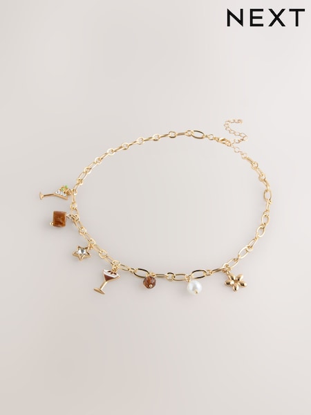 Gold Tone Espresso Martini Charm Necklace (W94139) | €22