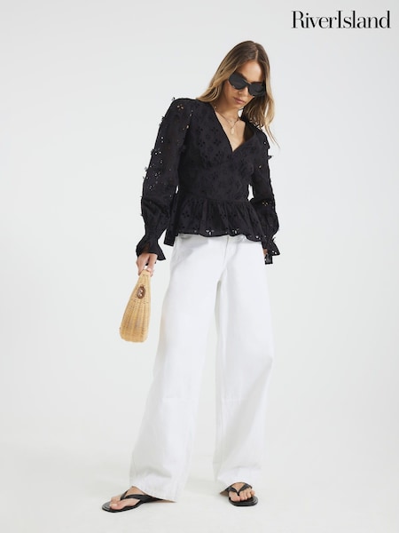 River Island Broderie Corset Blouse (W94173) | R$ 535