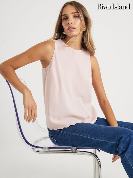 River Island Pink Scallop Hem Tank Top (W94178) | €37