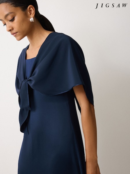 Jigsaw Blue Silk Maxi Cape Dress (W94208) | €447