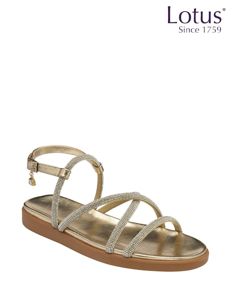 Lotus Gold Diamante Wedge Sandals (W94213) | €58