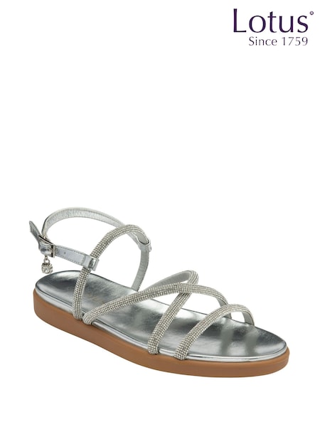 Lotus Silver Diamante Wedge Sandals (W94215) | €58