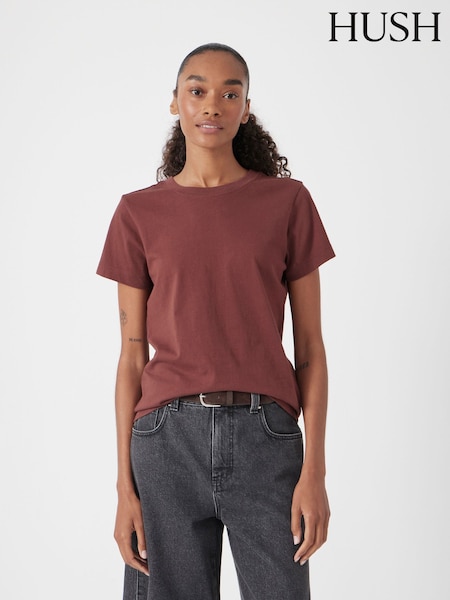 Brown - Hush Slim Cotton T-Shirt (W94224) | R$ 295