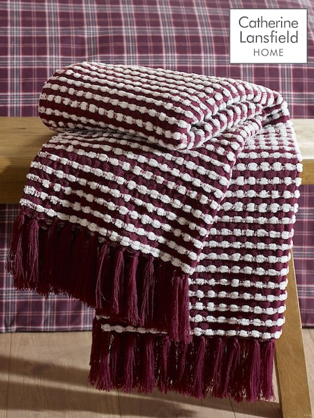 Catherine Lansfield Plum Stab Stitch Blanket Throw (W94238) | €40