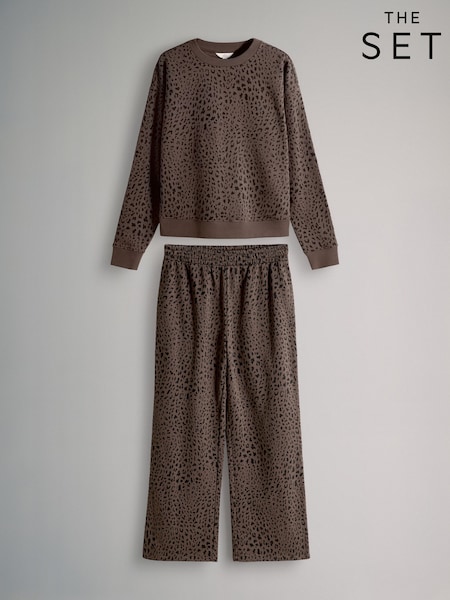 The Set Animal Crew Neck Sweatshirt and Wide Leg Joggers Set (W94280) | €44