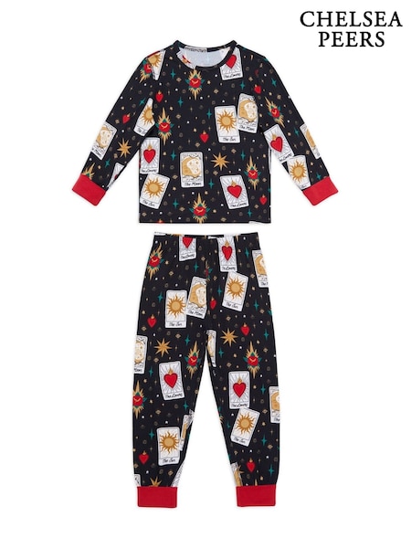 Chelsea Peers Black Kids Tarot Card Print Long Pyjamas Set (W94339) | AED116