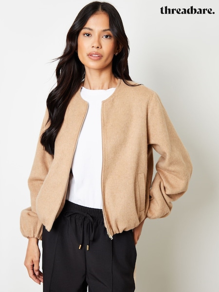 Threadbare Brushed Bubble Hem Bomber Jacket (W94344) | R$ 560