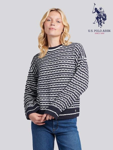 U.S. Polo Assn. Blue Textured Stripe Jumper (W94706) | €83