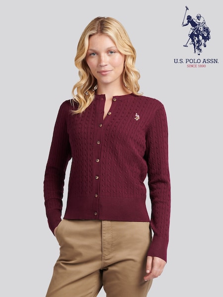U.S. Polo Assn. Brown Fine Cable Knit Cardigan (W94707) | €99